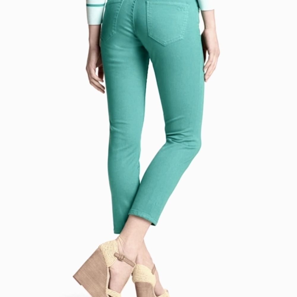 Tory Burch Alexa Cropped Skinny Viridian Green Jeans Size 25 - Picture 2 of 14